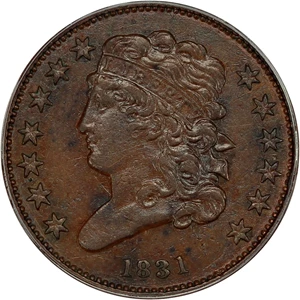 image for: 1831 1/2c PCGS AU50