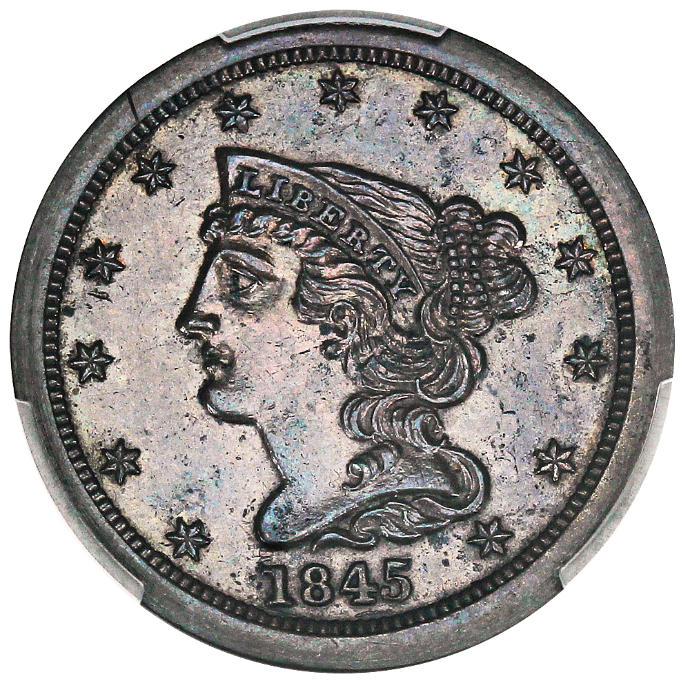image for: 1845 1/2c PCGS Proof UNC Details (Original  Corrosion Removed)