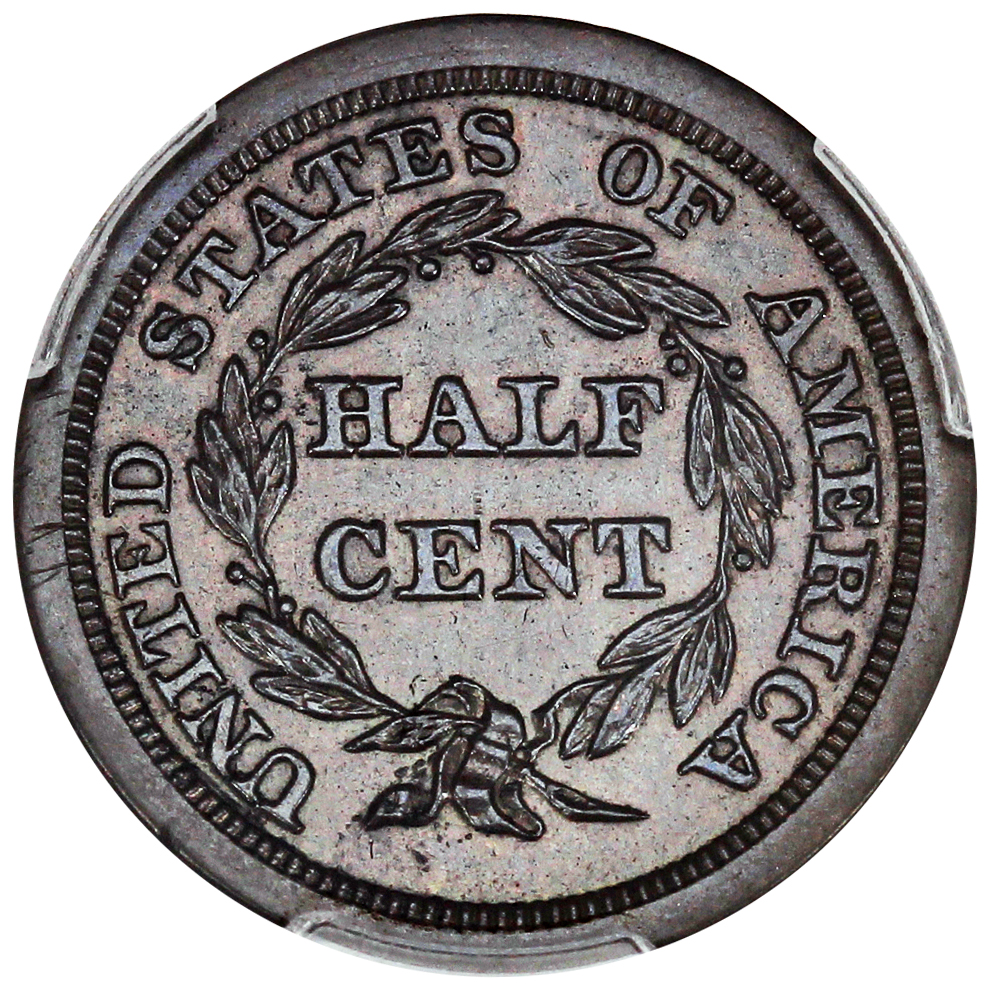 image for: 1845 1/2c PCGS Proof UNC Details (Original  Corrosion Removed)
