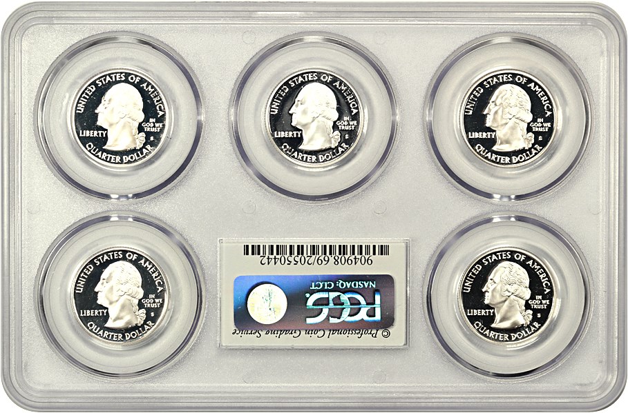 image for: 2005-S Silver Quarters Proof Set 25c PCGS Proof 69 DCAM (Silver  5 Coins)