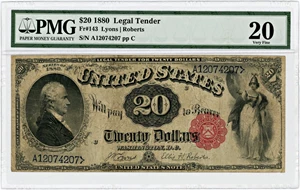 image for: FR. 143 1880 $20 Legal Tender PMG Very Fine 20