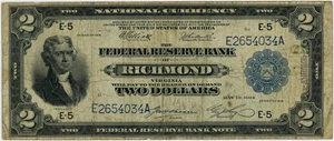 image for: FR. 761 1918 $2 Federal Reserve Bank Note Richmond PCGS Fine 15