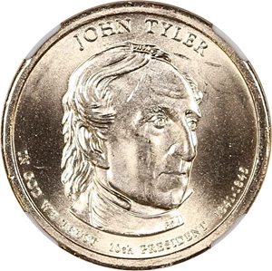 image for: 2009-P John Tyler $1 NGC Brilliant Unc. (First Day of Issue)