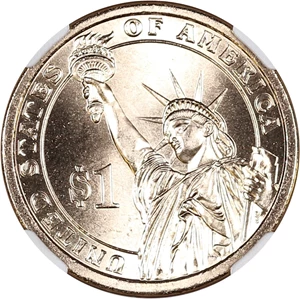 image for: 2009-P John Tyler $1 NGC Brilliant Unc. (First Day of Issue)