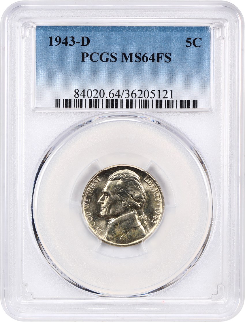 1943-D 5c Silver MS FS MS62 FS thumbnail 3