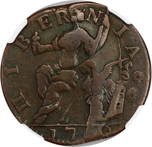image for: 1760 Voce Populi Halfpenny NGC VF25 BN (P Below)