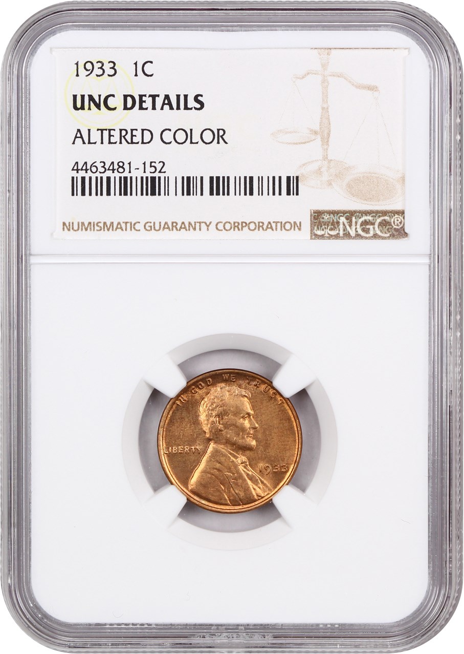image for: 1933 1c NGC UNC Details (Altered Color) 