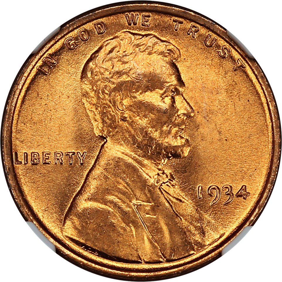1934 1c NGC MS64 RD