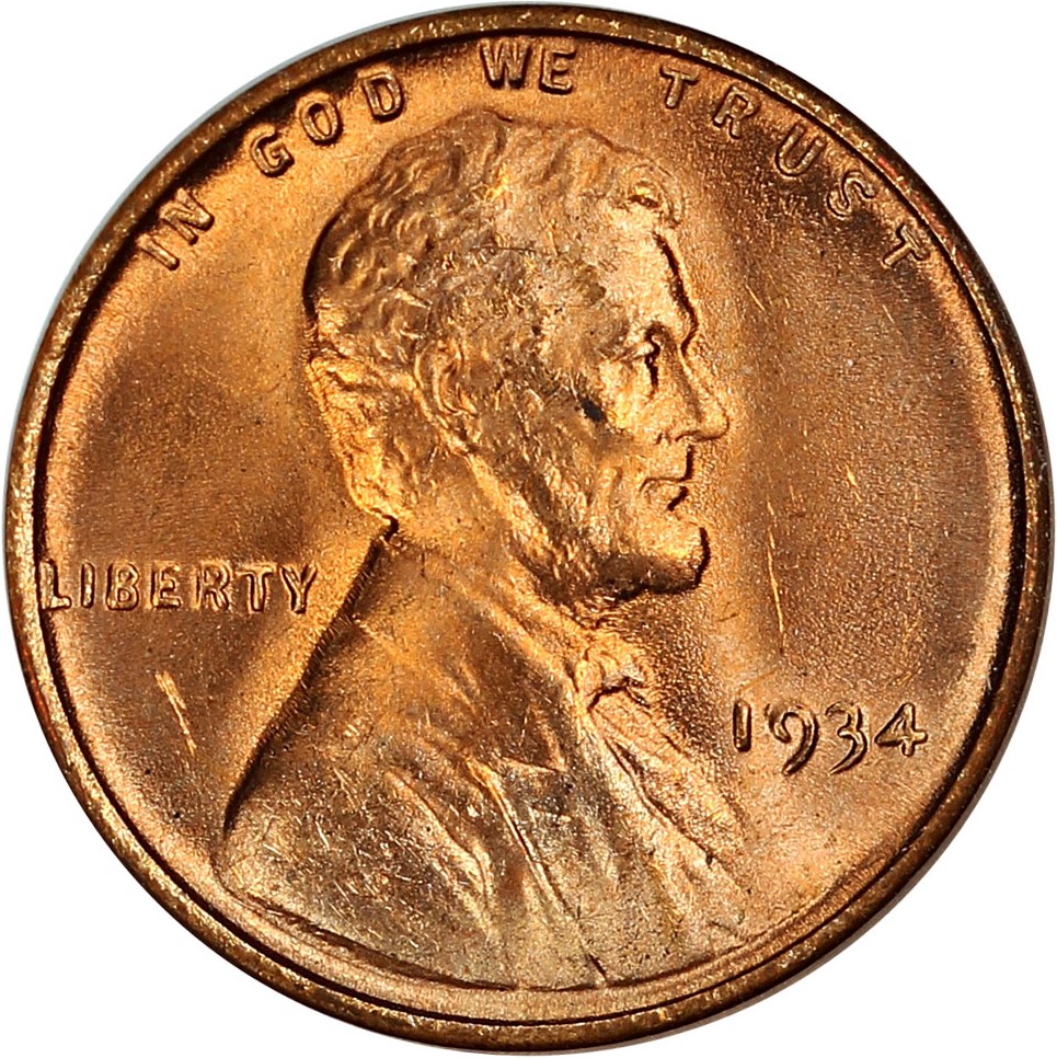 1934 1c NGC MS65 RD
