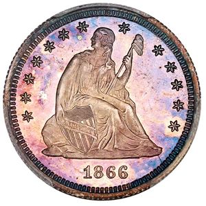 image for: 1866 25c PCGS/CAC Proof 65 DCAM (Motto)