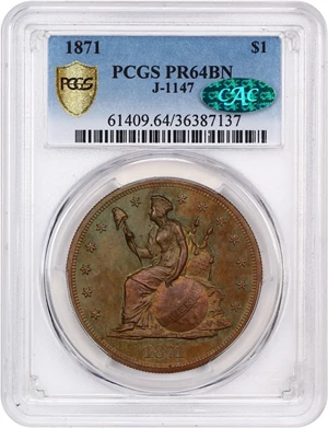 image for: 1871 Pattern $1 PCGS/CAC Proof 64 BN (J-1147)