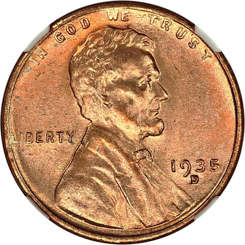 1935-D 1c NGC MS65 RD
