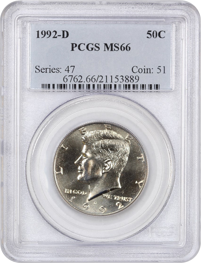 image for: 1992-D 50c PCGS MS66