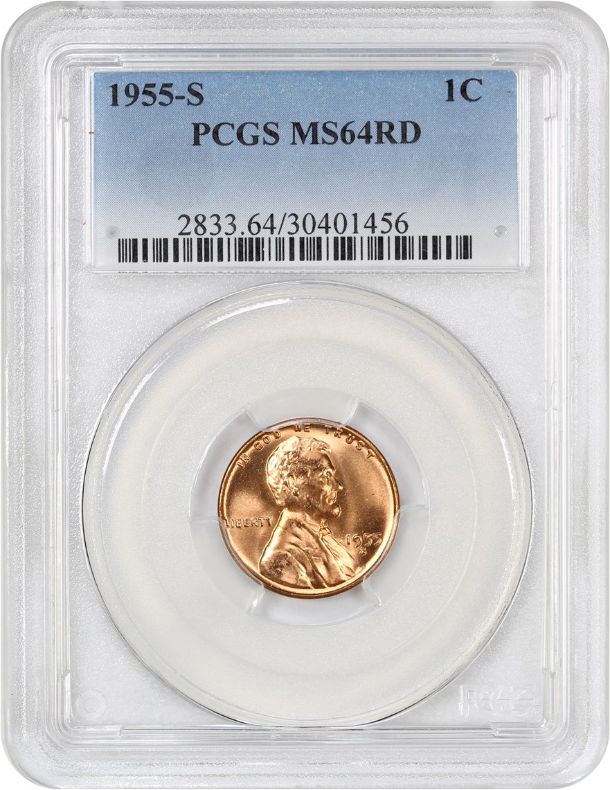 1955-S 1c MS RD MS63 RD CAC thumbnail 5