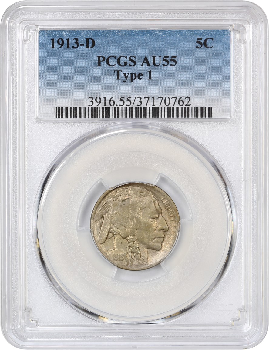 1913-D 5c Buffalo, Type 1 AU55 thumbnail 3