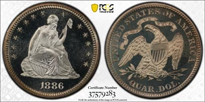 image for: 1886 25c PCGS Proof 67 DCAM ex: D.L. Hansen