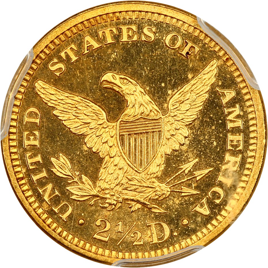 image for: 1860 $2 1/2 PCGS/CAC Proof 65 CAM