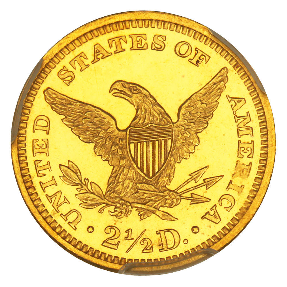 image for: 1860 $2 1/2 PCGS/CAC Proof 65 CAM