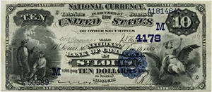 image for: FR. 539 1882 2nd Charter Period 2nd Issue Date Back $10 St. Louis Missouri PMG Very Fine 35