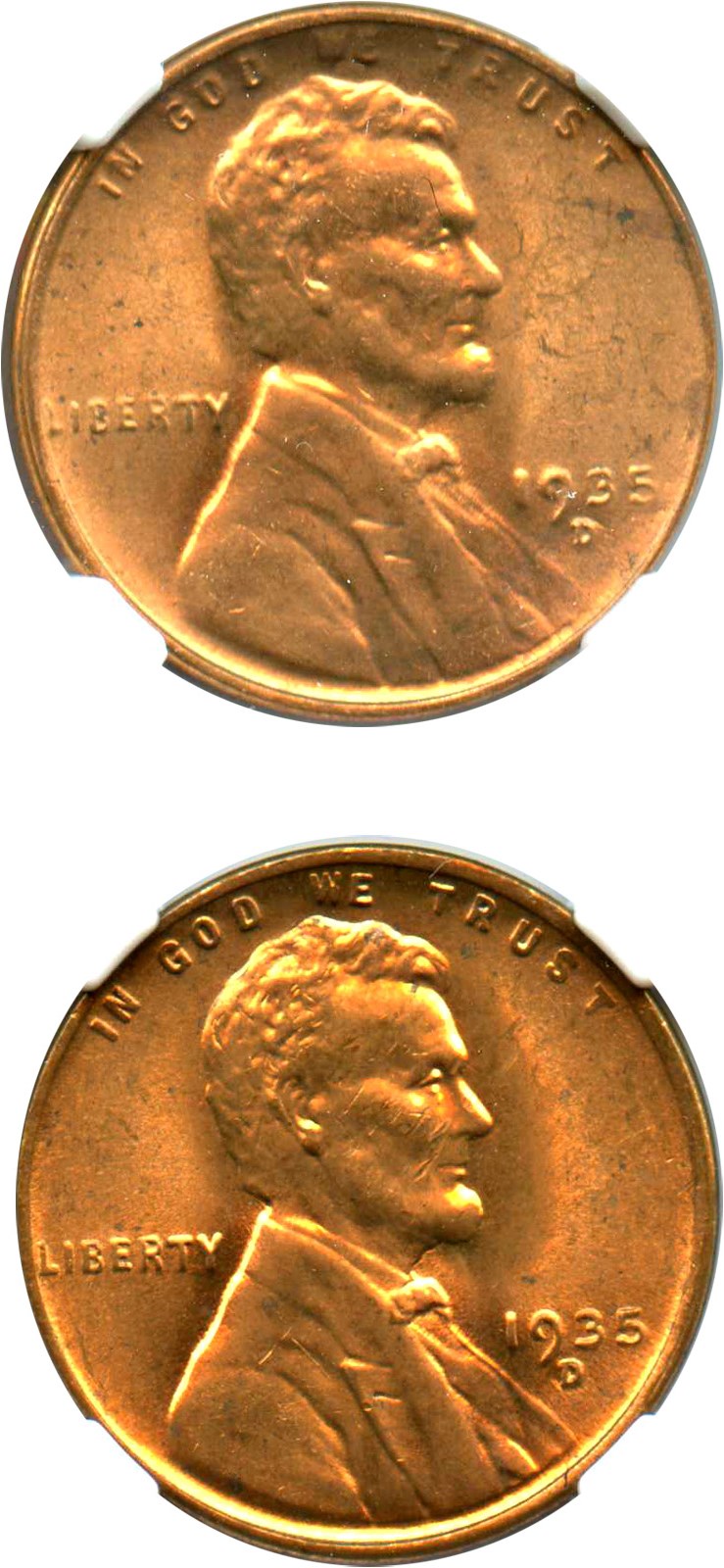 (Lot of 2) 1935-D 1c NGC MS65 RD