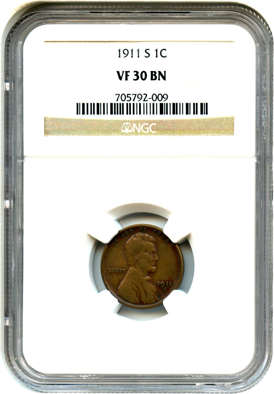 1911-S 1c MS BN VF25 BN CAC thumbnail 7