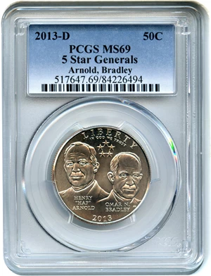 image for: 2013-D 50c 5 Star Generals PCGS MS69