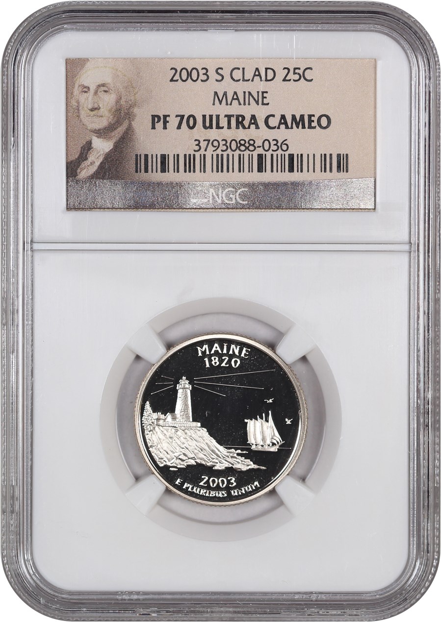 image for: 2003-S Maine 25c NGC Proof 70 UCAM