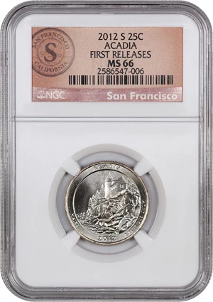 image for: 2012-S Acadia 25c NGC MS66 (Clad First Releases)