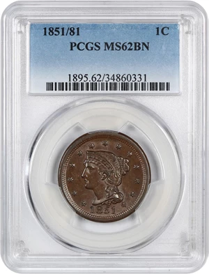 image for: 1851/81 1c PCGS MS62 BN