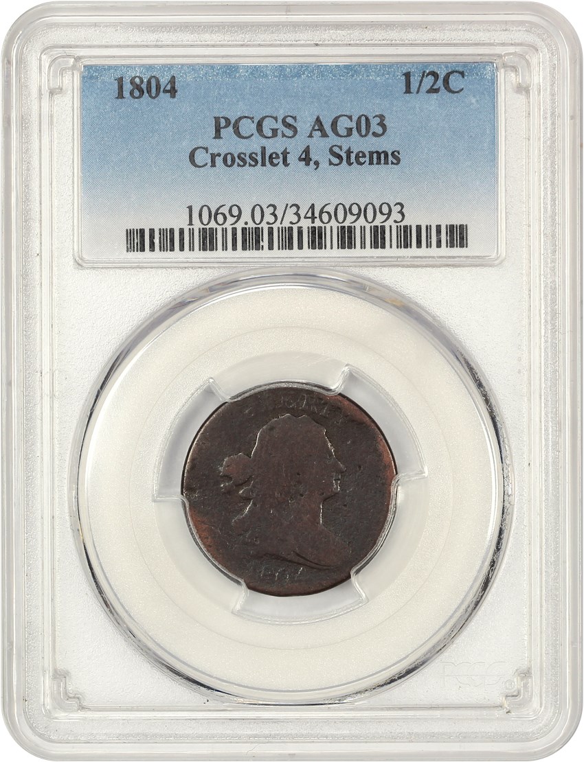 1804 1/2c Crosslet 4, Stems MS BN AG3 BN CAC thumbnail 3