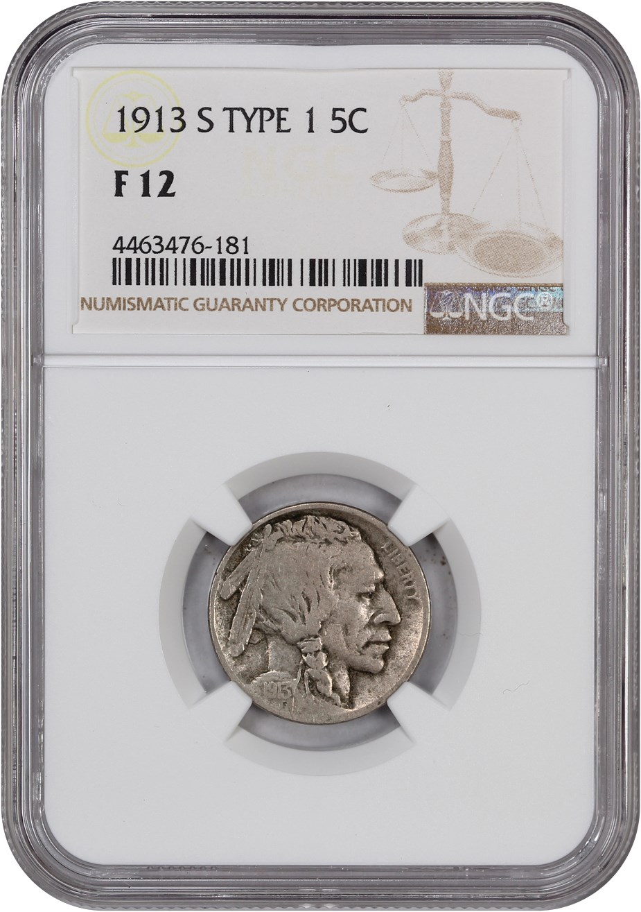 1913-S 5c Buffalo, Type 1 AG2 CAC thumbnail 4