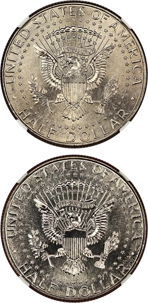 image for: Mint Errors: 2009-P & 2009-D 50c NGC MS64 (Obverse Struck Thru)