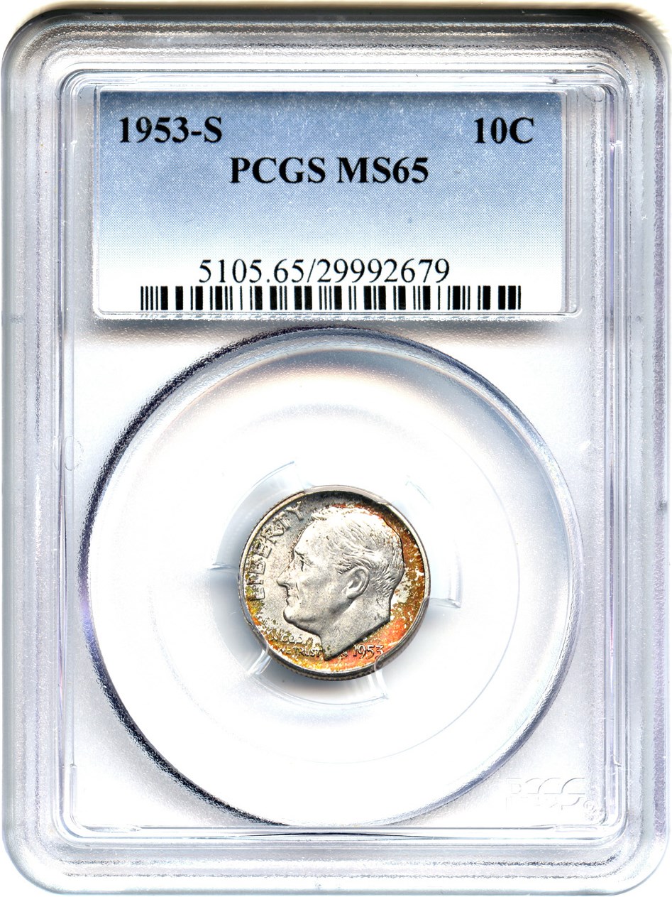 1953-S 10c AU58 CAC thumbnail 12