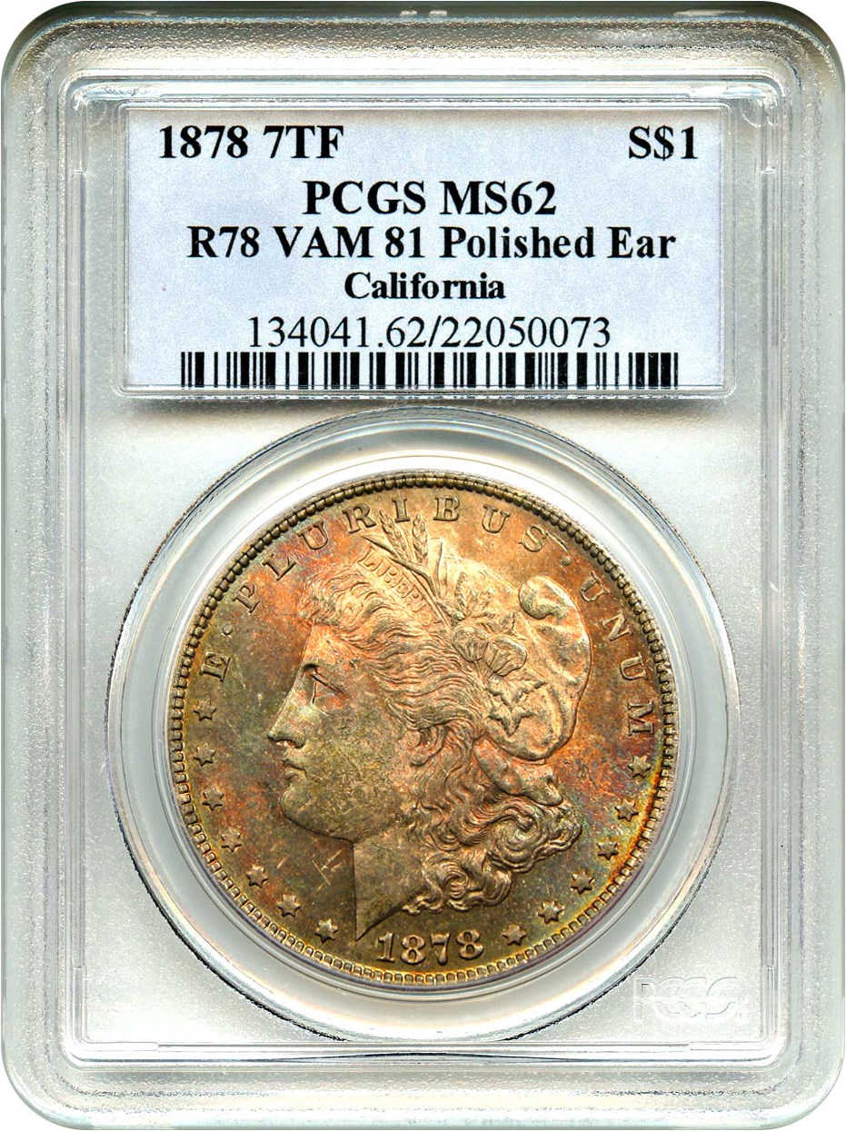 1878 7TF $1  Reverse of 1878, Polished Ear, VAM-81 G4 thumbnail 5