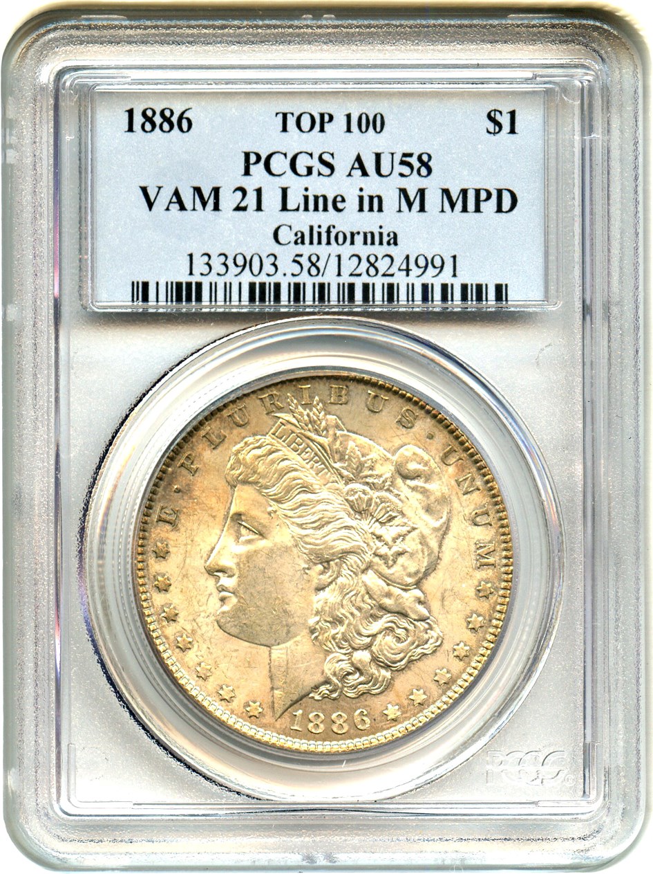 1886 $1  Misplaced Date, 8 Below M, VAM-21 F12 thumbnail 5