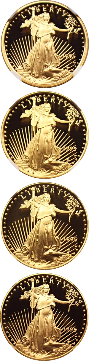 image for: 1995-W American Gold Eagle Set NGC Proof 70 UCAM (4 Coins $5 $10 $25 $50)