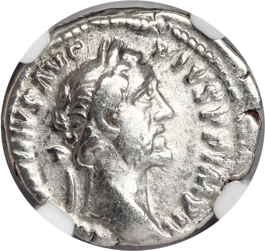 image for: AD 138-161 Roman Empire AR Denarius NGC VF Antoninus Pius ex: Golden Age Hoard