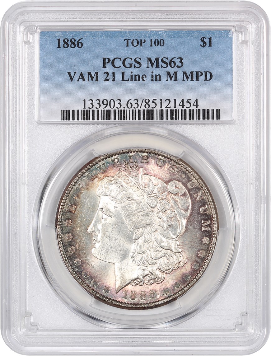 1886 $1  Misplaced Date, 8 Below M, VAM-21 MS63 thumbnail 11