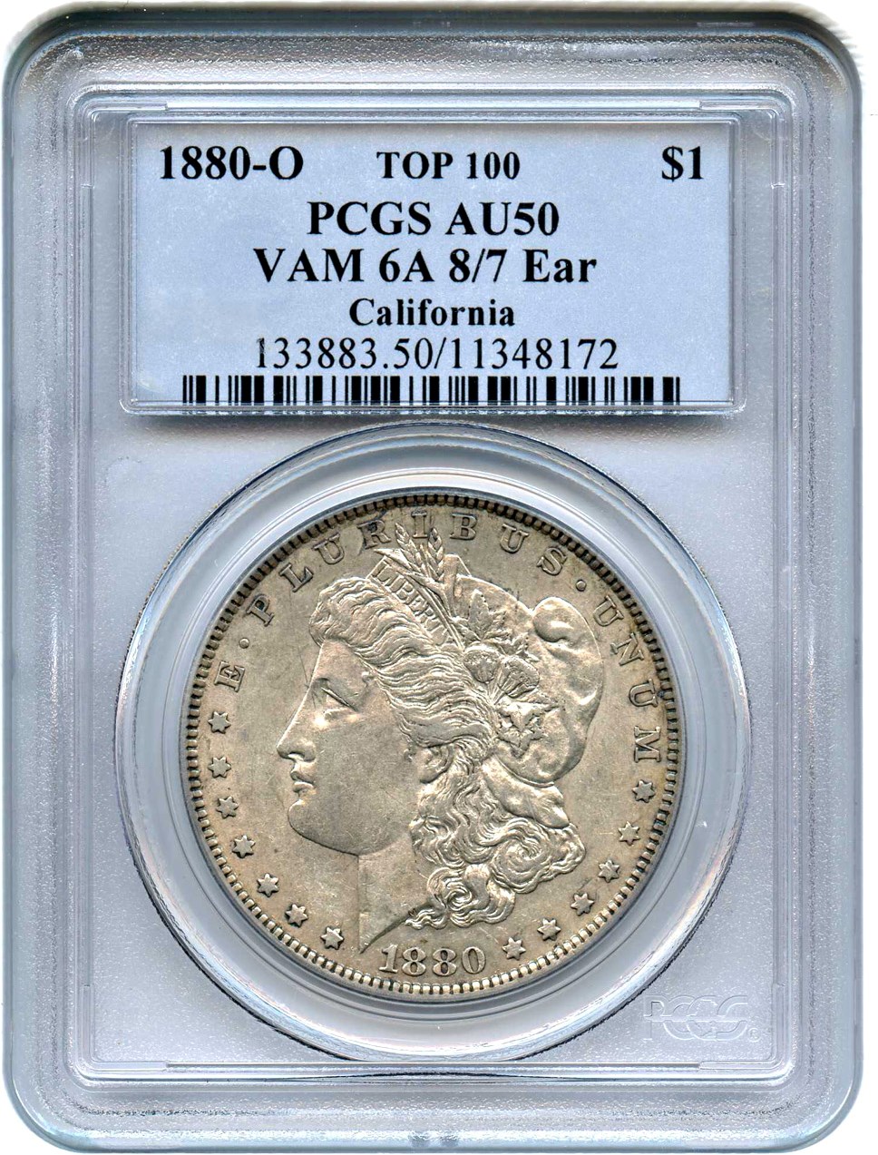 1880-O $1  8/7, Spike, VAM-6A AU50 CAC thumbnail 3