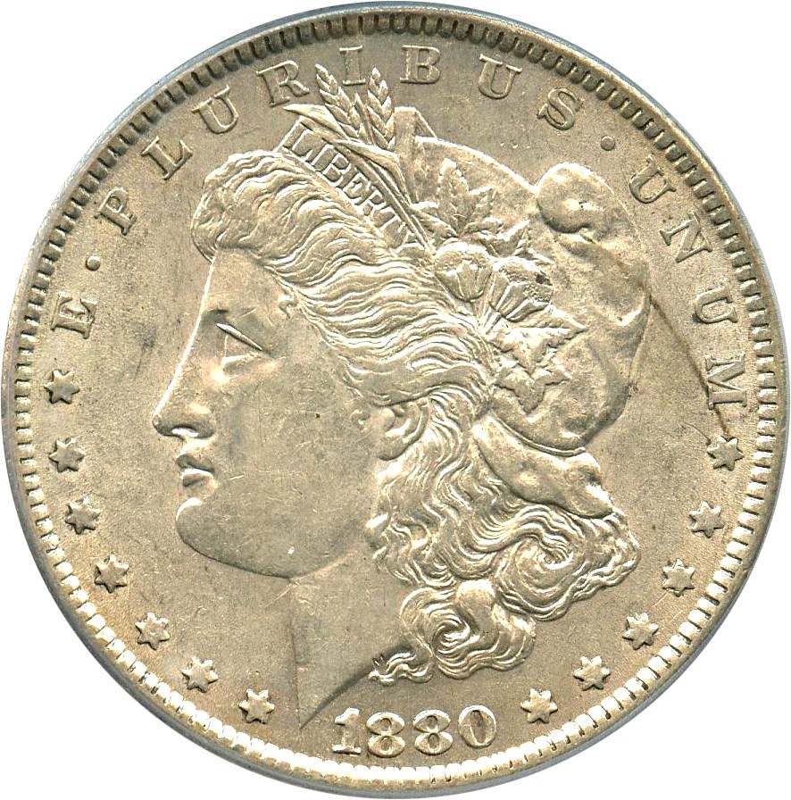 image for: Hot 50 VAM: 1880 $1 PCGS AU50 (VAM-29  Checkmark)