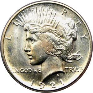 image for: Top 50 VAM: 1921 Peace $1 PCGS MS65 (VAM-3 Line Thru L)
