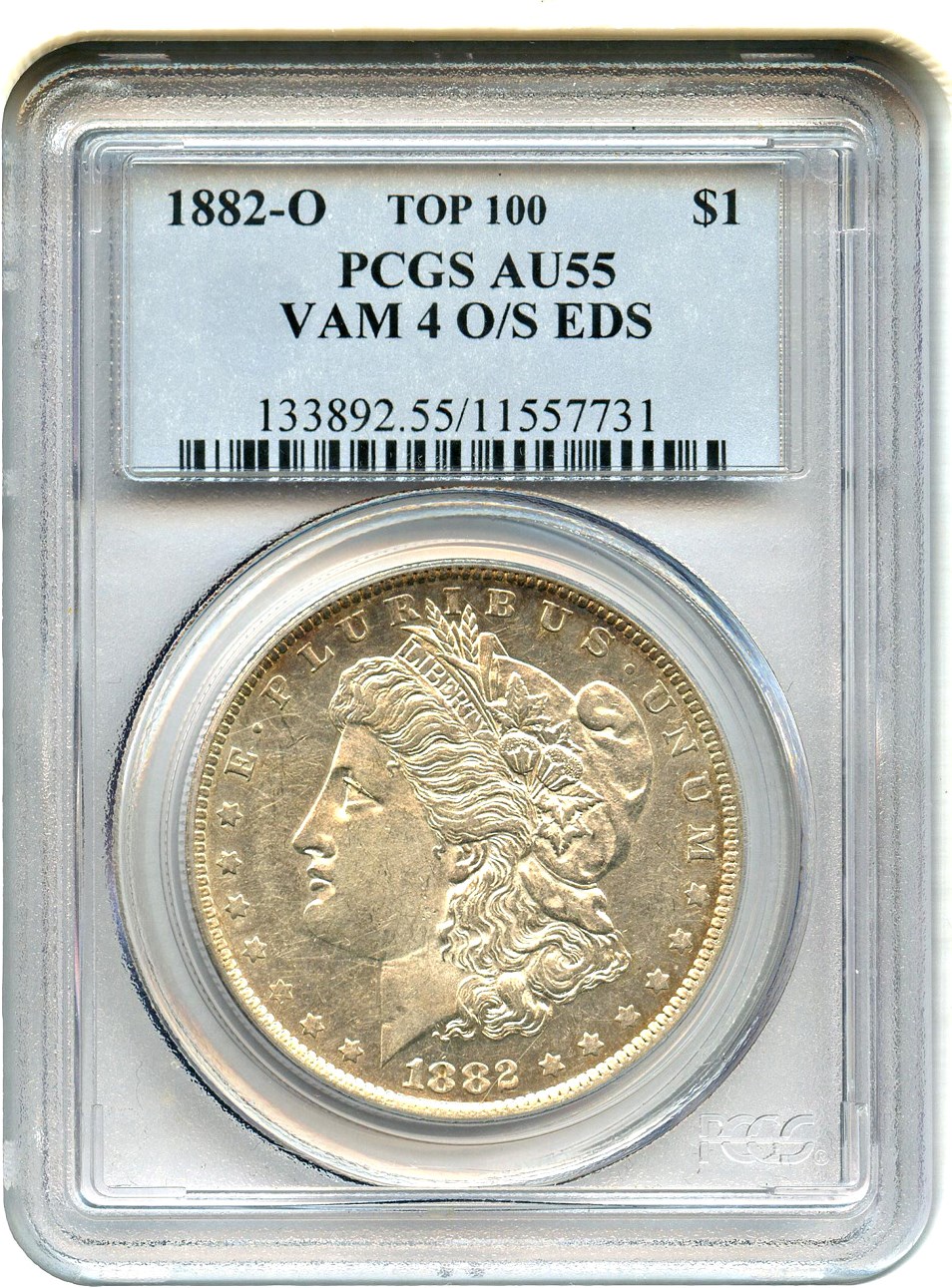 image for: 1882-O $1 PCGS AU55 (VAM-4  O/S  EDS)
