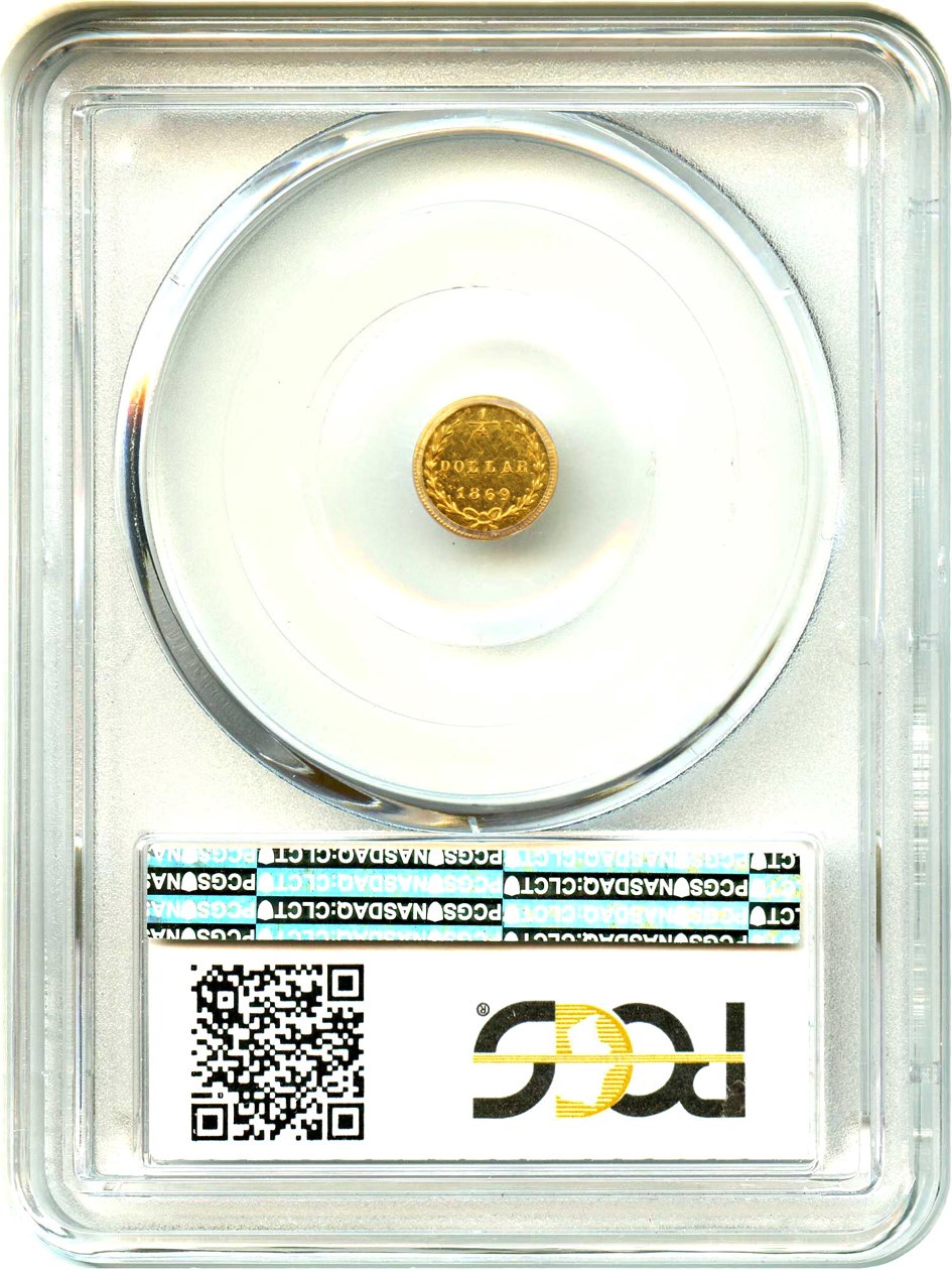 image for: 1869 Cal. Gold 25c PCGS MS63 (BG-829)