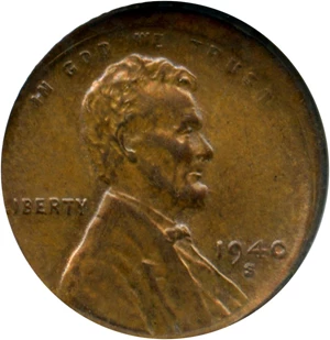image for: Mint Error: 1940-S 1c NGC MS64 BN (Broadstruck)