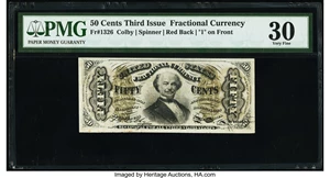 image for: Fr. 1326 50¢ Third Issue Spinner PMG Very Fine 30....