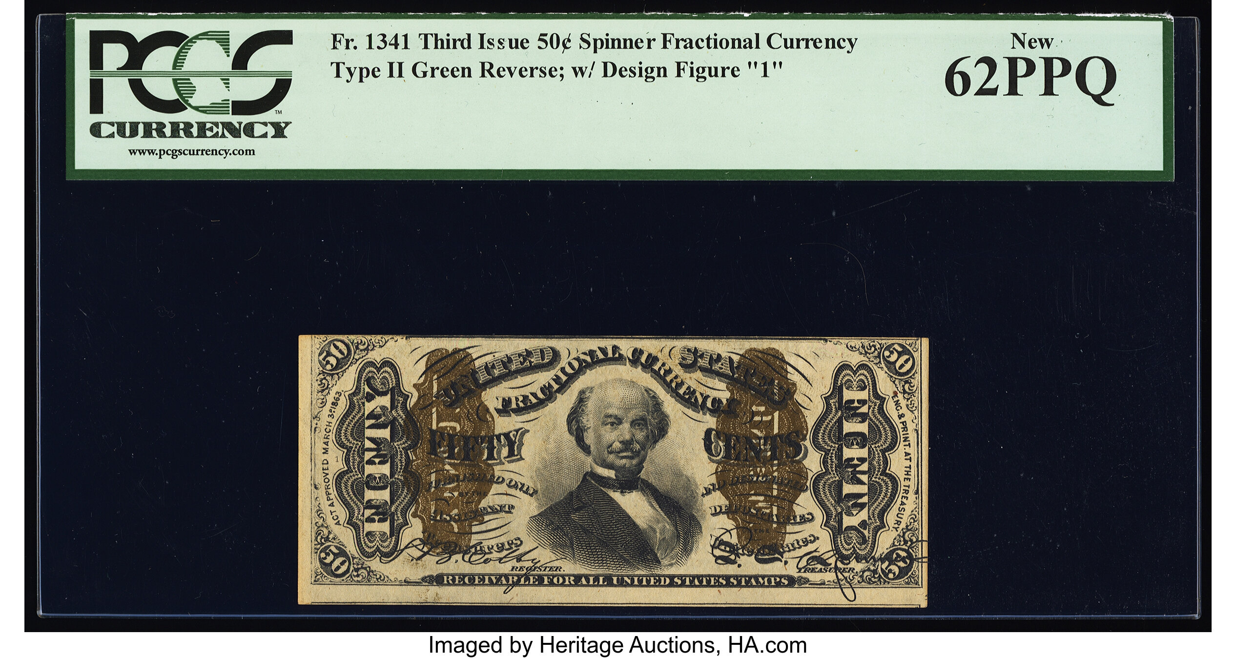 image for: Fr. 1341 50¢ Third Issue Spinner Type II PCGS New 62PPQ....