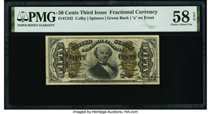 image for: Fr. 1342 50¢ Third Issue Spinner Type II PMG Choice About Unc 58 EPQ....
