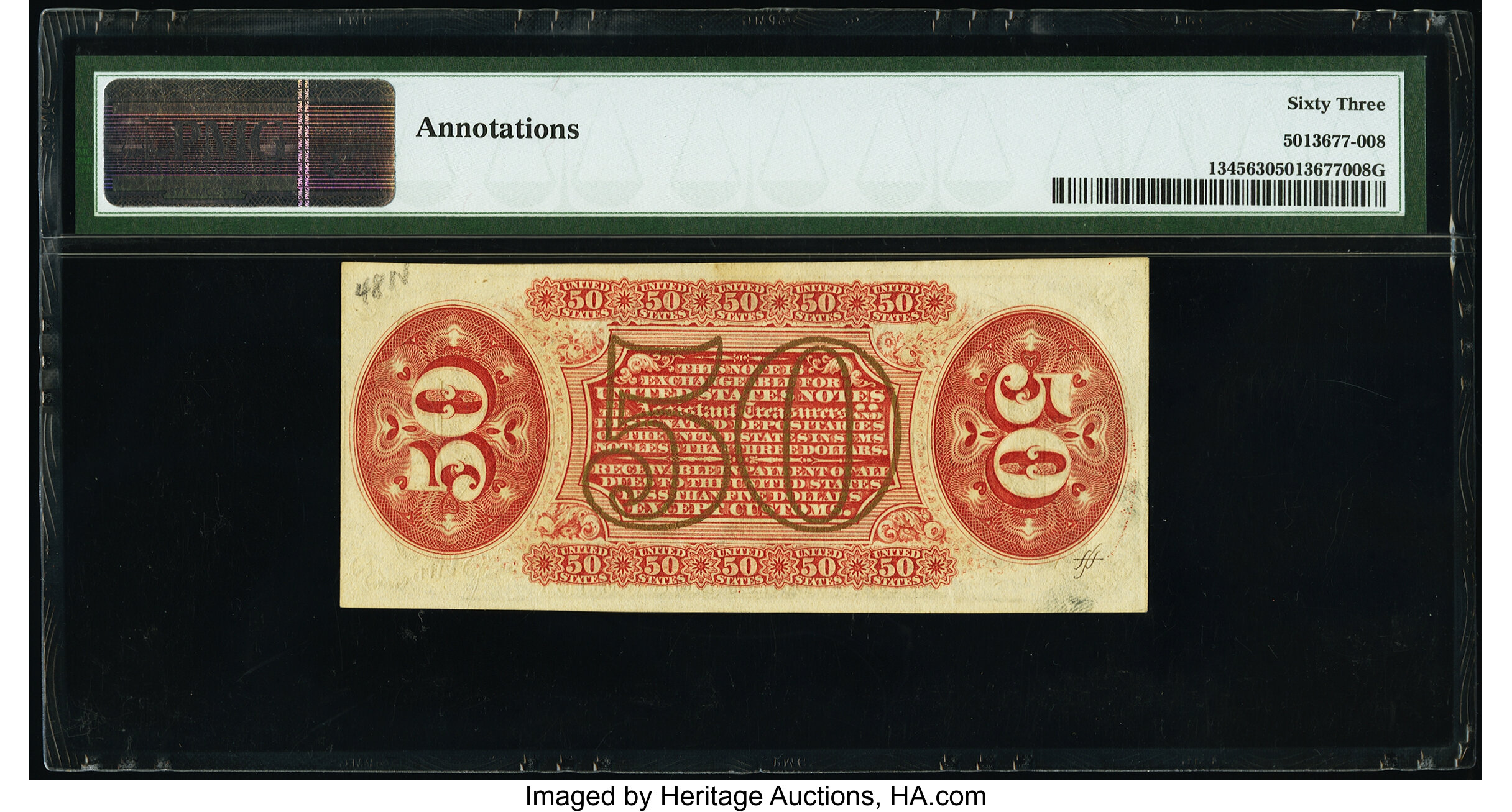 image for: Fr. 1345 50¢ Third Issue Justice PMG Choice Uncirculated 63....