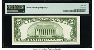 image for: Fr. 1960-F $5 1934D Federal Reserve Note. PMG Choice Uncirculated 64 EPQ....