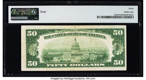 image for: Fr. 2100-B* $50 1928 Federal Reserve Star Note. PMG Very Fine 30....